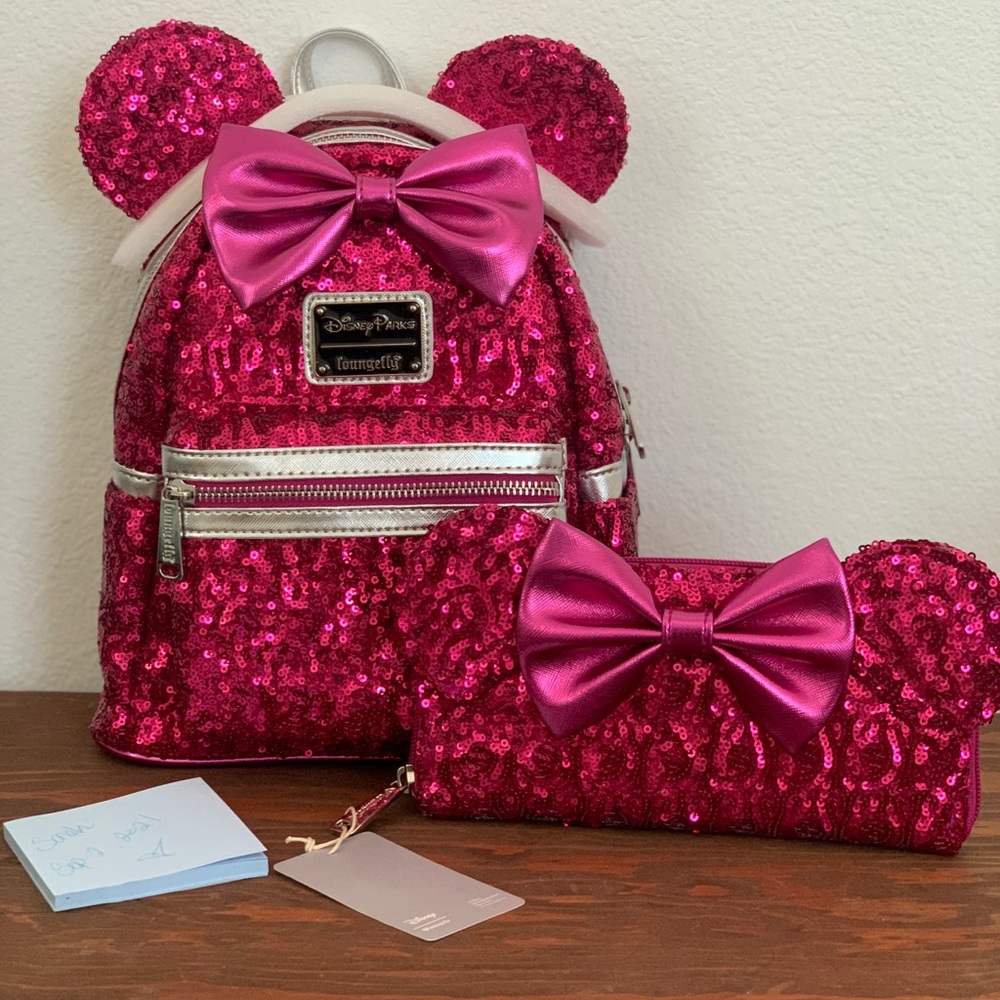 Loungefly Disney Imagination Pink Sequin Backpack